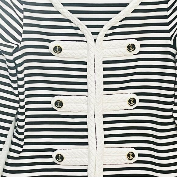 Katherine New York Blazer Black White Stripe Anchor Nautical Cord/Braid/Trim S - Picture 3 of 13